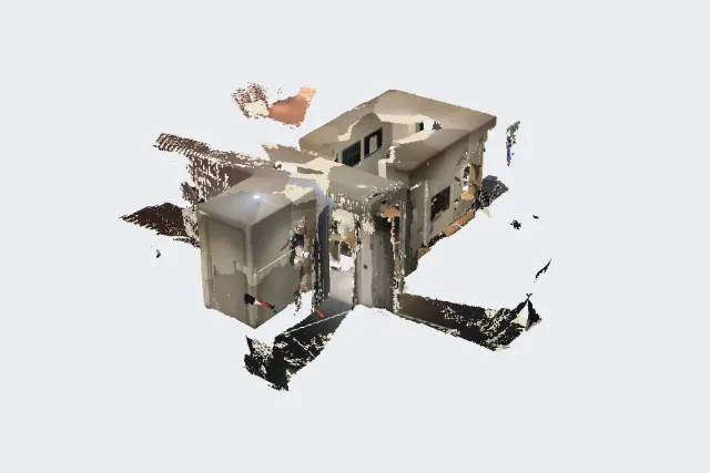 Real textured 3D room capture from a SpaceCraft development build with visible missing surfaces