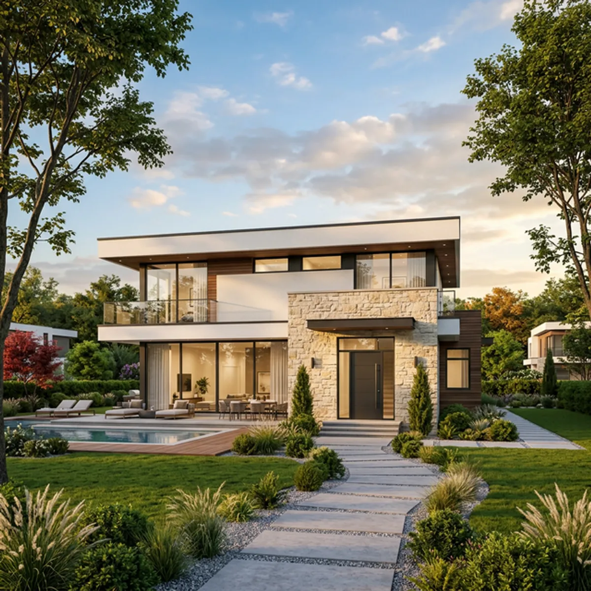 Modern villa from sketch