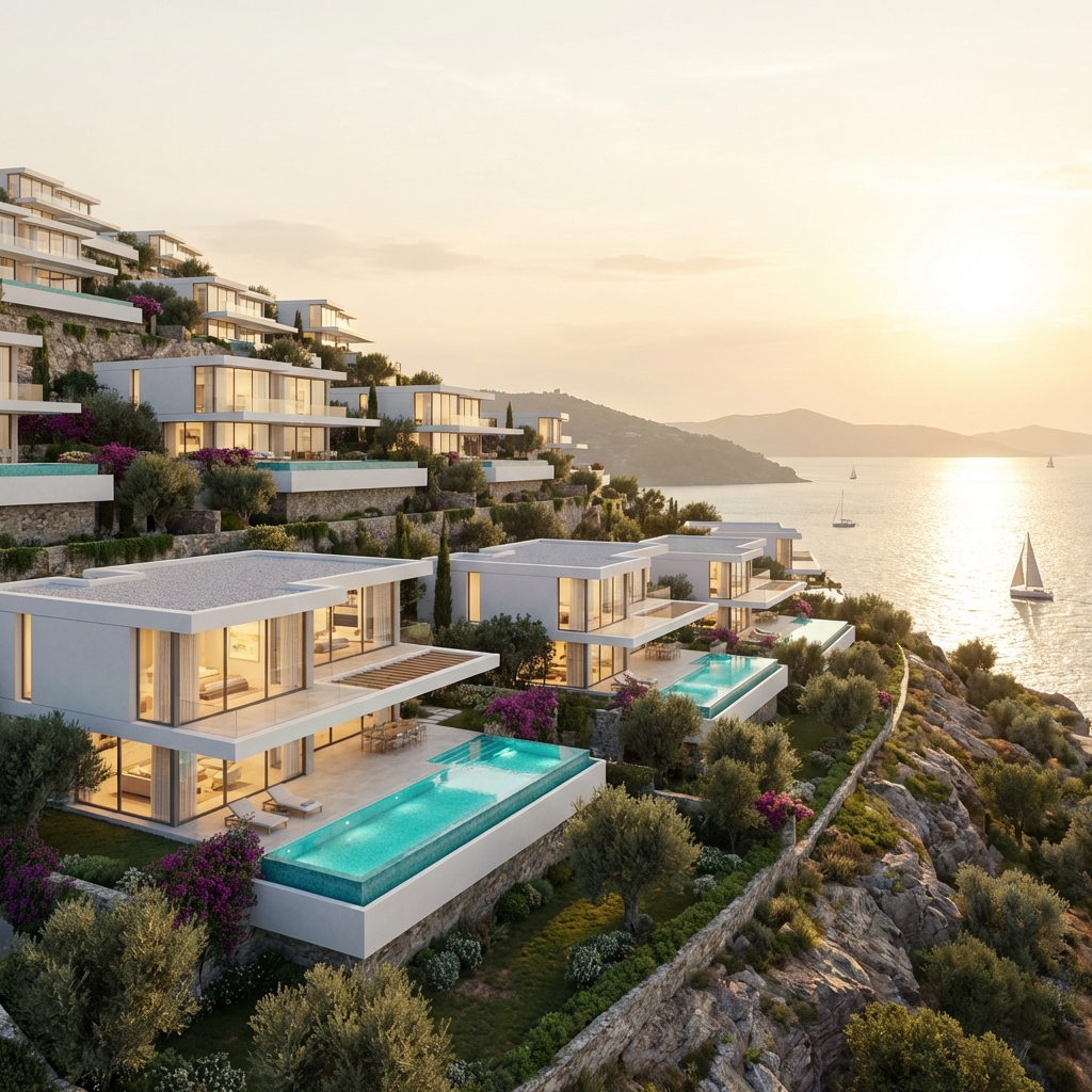 12 villas nested into 45° slope