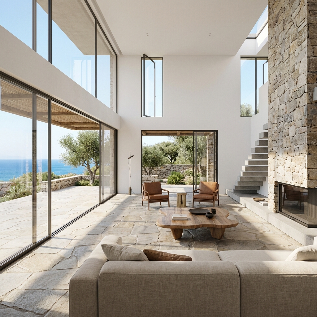 Interior with passive solar design