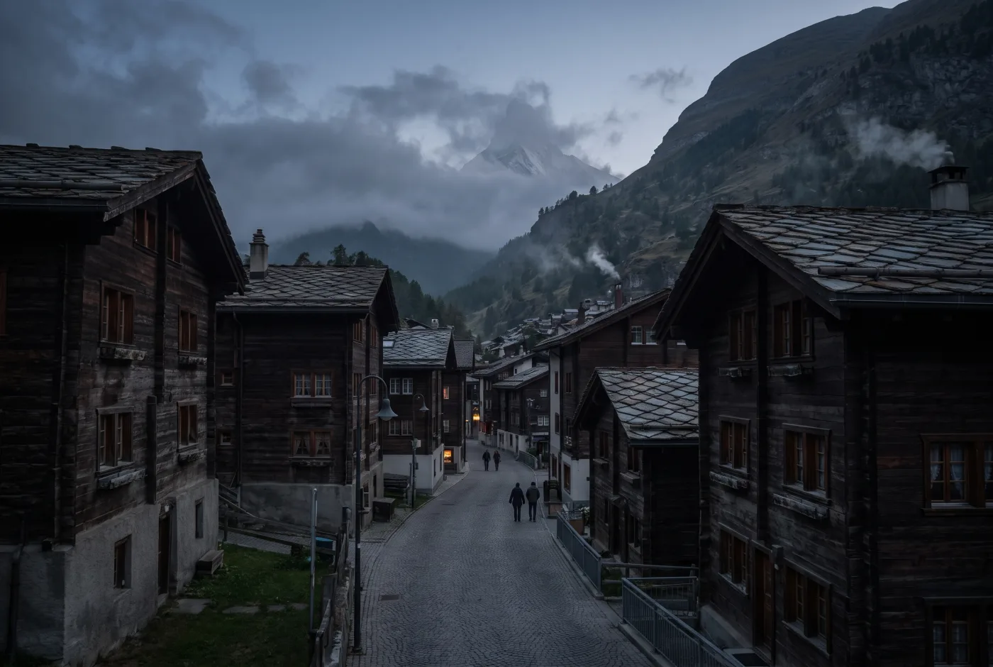 Zermatt alpine village fabric
