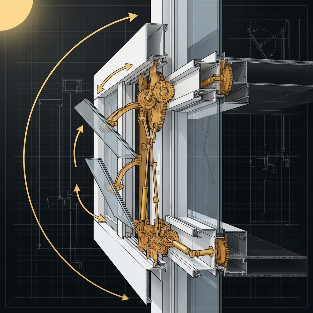Kinetic facade panel mechanism