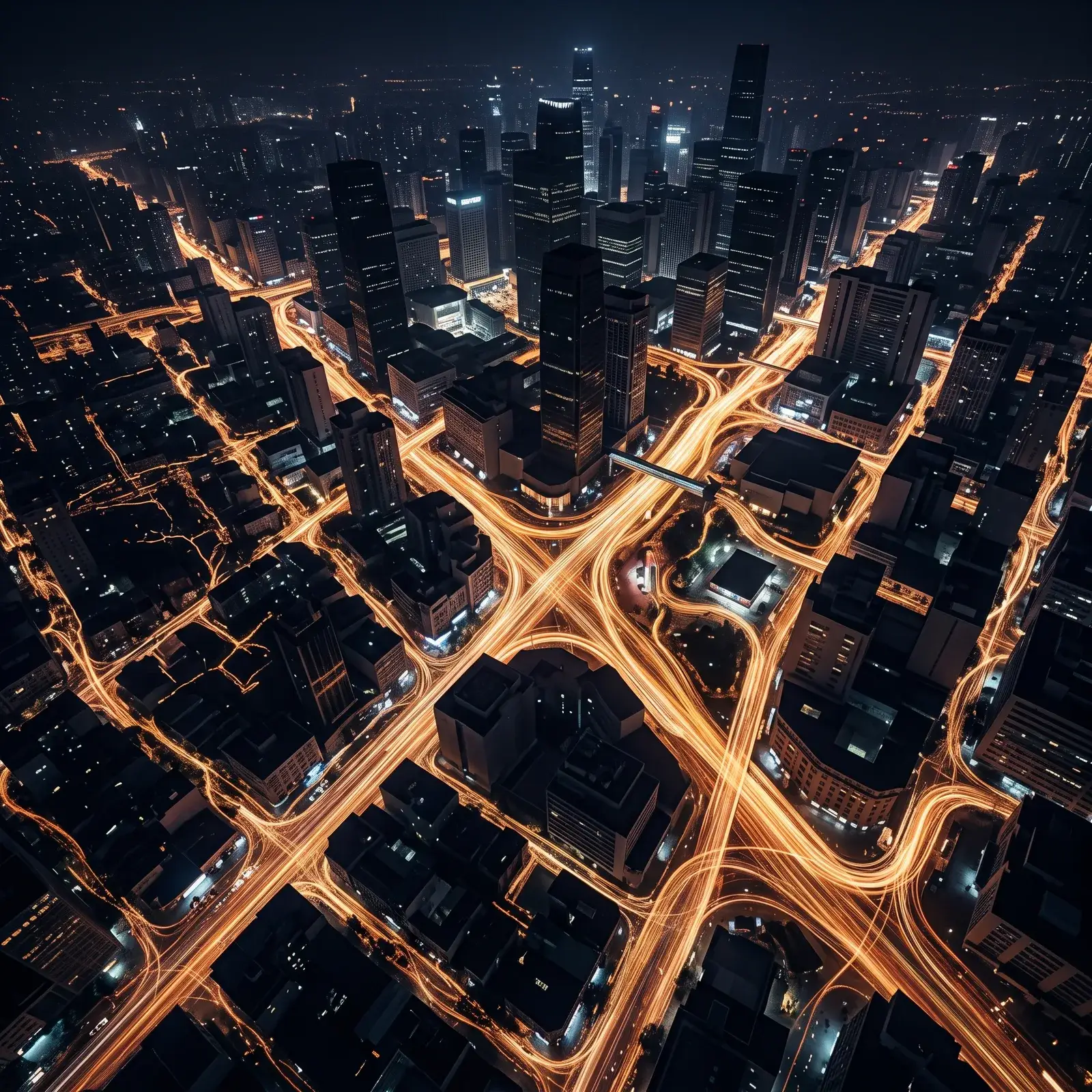 Simulated pedestrian flow trails through a district