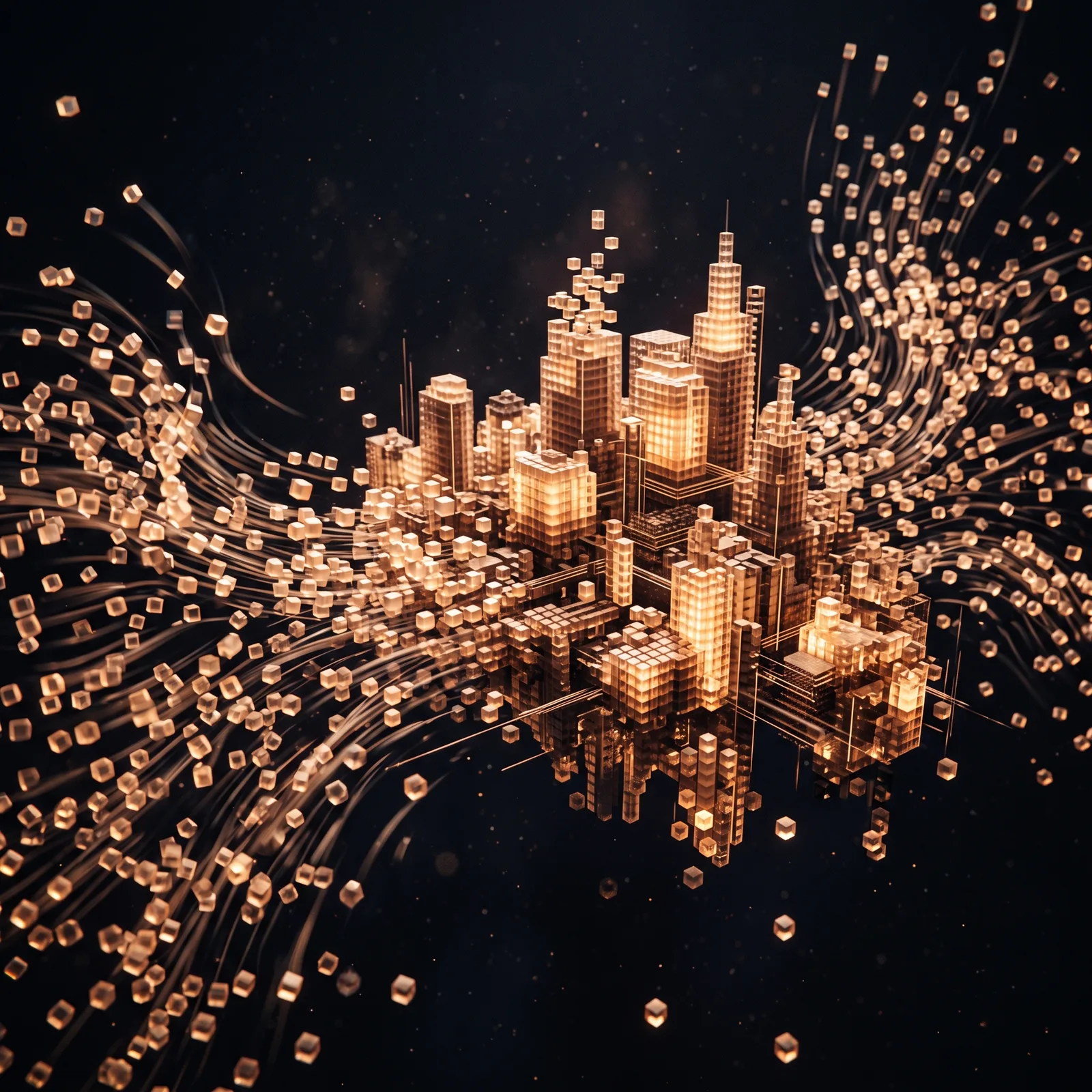 Building volumes behaving as a swarm