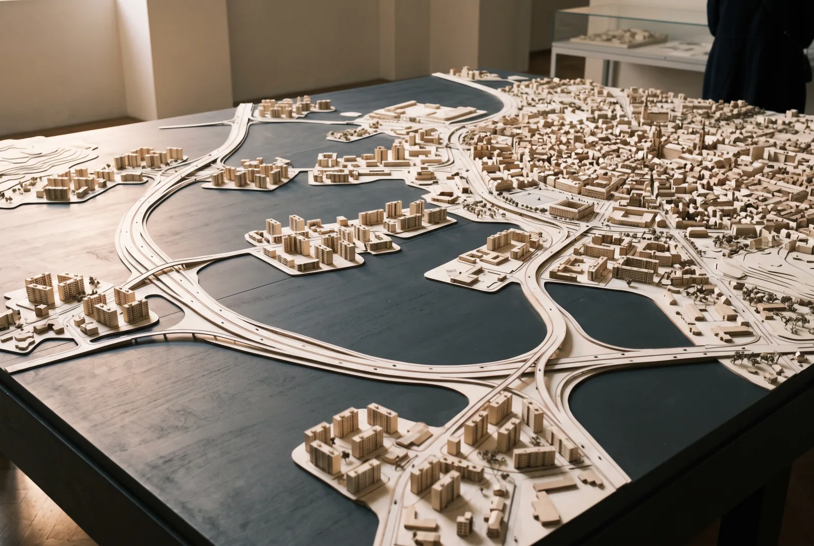 Illustrative study model: fragmented sprawl drifting across a plateau